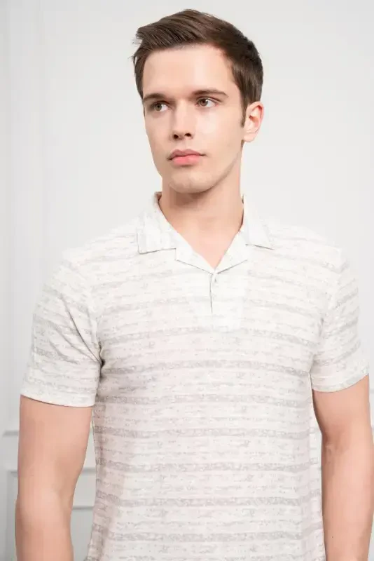 Modazone Men's Grey Trend Dynamic Fit Comfort Fit Polo Neck T-Shirt - 4