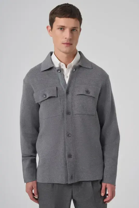 Modazone Men's Grey Trendy Hooded Cardigan with Pockets and Buttons - 2
