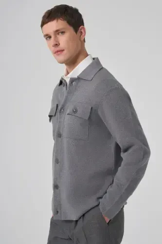 Modazone Men's Grey Trendy Hooded Cardigan with Pockets and Buttons - 3