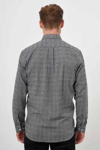 Modazone Men's Grey Trendy Lumberjack Plaid Button-Down Collar Regular Fit Shirt - 5