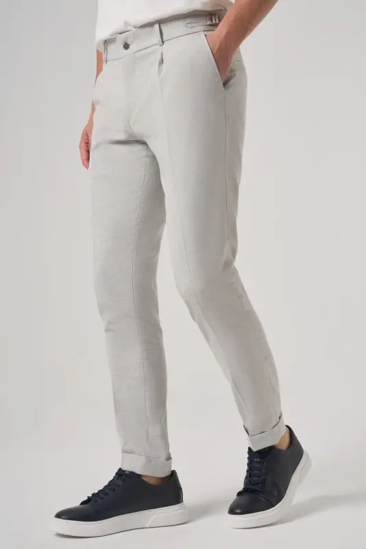 Modazone Men's Grey Trendy Pleated Slim Fit Trousers - 2