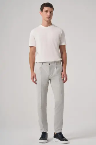 Modazone Men's Grey Trendy Pleated Slim Fit Trousers - 3