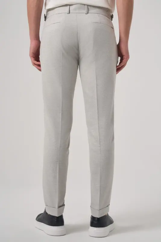 Modazone Men's Grey Trendy Pleated Slim Fit Trousers - 5