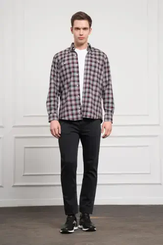 Modazone Men's Grey Winter Buttoned Collar Regular Fit Shirt - MORVEN (1)