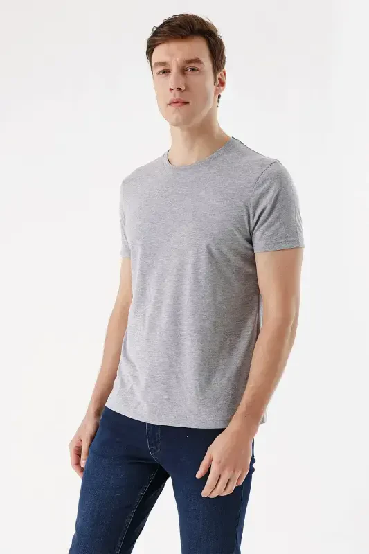 Modazone Men's Grimel Basic Plain 100% Cotton Crew Neck Dynamic Fit Comfort Fit Short Sleeve T-Shirt - 3