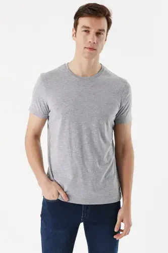 Modazone Men's Grimel Basic Plain 100% Cotton Crew Neck Dynamic Fit Relaxed Fit Short Sleeve T-Shirt - 1