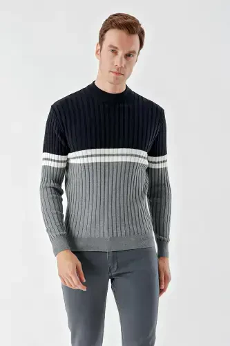 Modazone Men's Grimel Trend Panel Boat Neck Dynamic Fit Comfort Fit Knitwear - 3