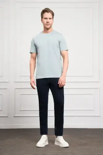 Modazone Men's Indigo Basic Crew Neck Dynamic Fit Cotton T-Shirt - MORVEN (1)