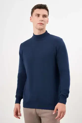 Modazone Men's Indigo Basic Half Turtleneck Dynamic Fit Comfort Fit Knitted Sweater - MORVEN (1)
