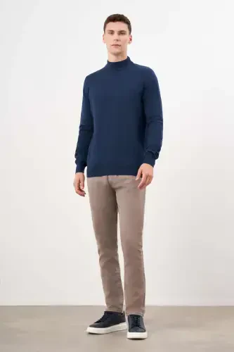 Modazone Men's Indigo Basic Half Turtleneck Dynamic Fit Comfort Fit Knitted Sweater - 4