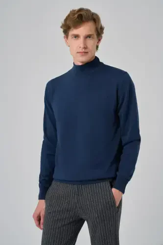 Modazone Men's Indigo Basic Half Turtleneck Dynamic Fit Relaxed Fit Knitwear 