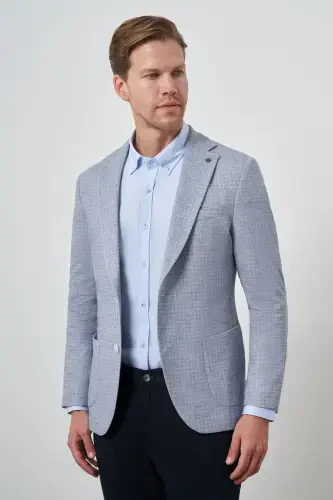 Modazone Men's Indigo Knitted Slim Fit Mono Collar Jacket - 3