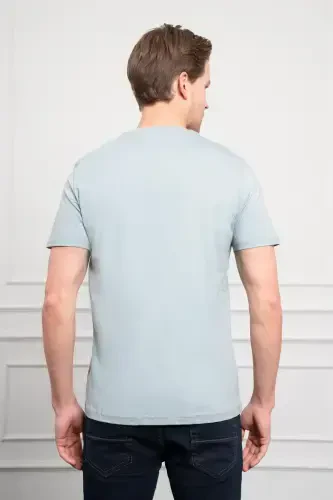 Modazone Men's Indigo Trend Crew Neck Dynamic Fit Cotton T-Shirt - 5