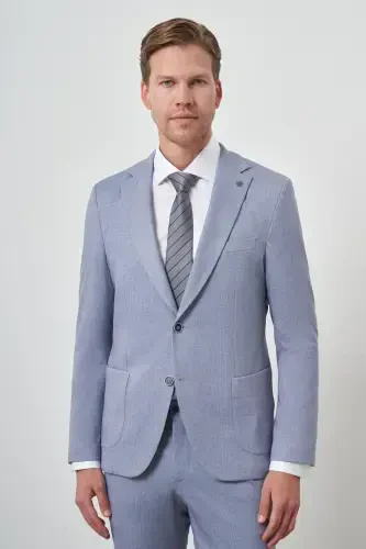 Modazone Men's Indigo Trend Slim Fit Mono Collar Suit - 1