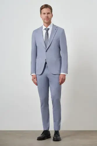 Modazone Men's Indigo Trend Slim Fit Mono Collar Suit - MORVEN (1)