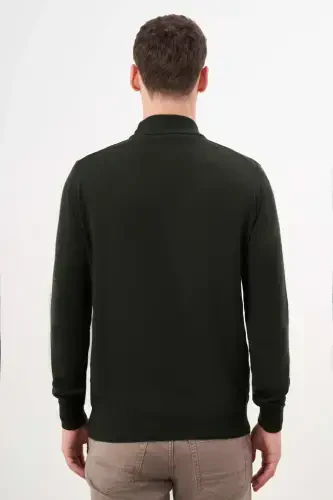 Modazone Men's Khaki Basic Half Turtleneck Dynamic Fit Relaxed Fit Knitted Sweater - 5