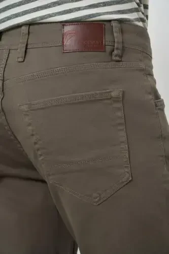 Modazone Men's Khaki Cotton 5 Pocket Slim Fit Jean Denim Pants - 5