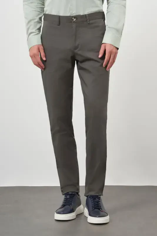 Modazone Men's Khaki Cotton Side Pocket Slim Fit Chino Pants - 2