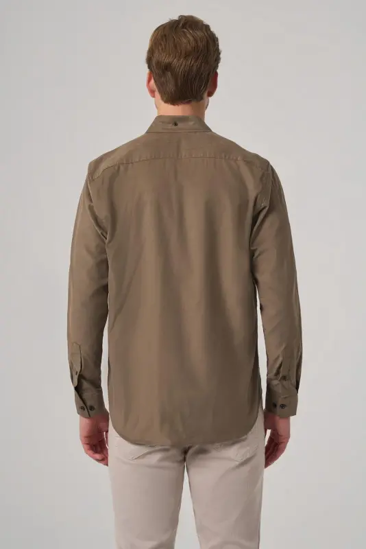 Modazone Men's Khaki Cotton Trend Dynamic Fit Button-Down Collar Shirt - 4