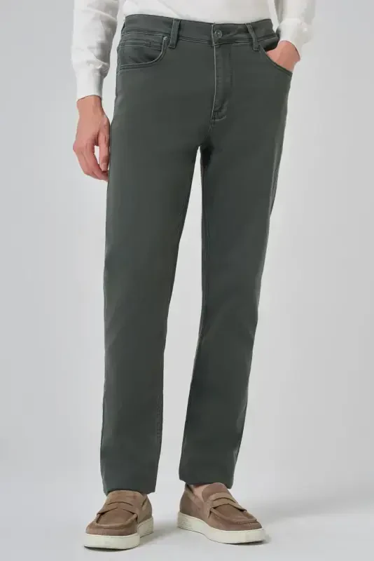 Modazone Men's Khaki Denim 5 Pocket Dynamic Fit Jean Denim Pants - MORVEN