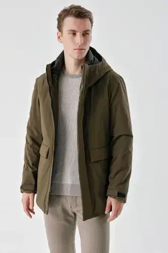 Modazone Men's Khaki Flora Snap Fastened Hooded Dynamic Fit Relaxed Fit Jacket - MORVEN (1)