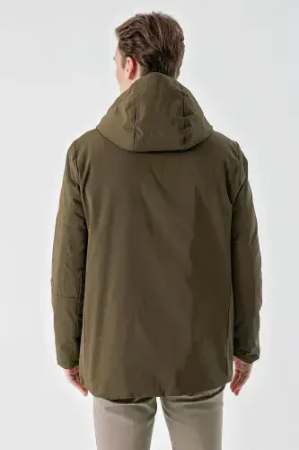 Modazone Men's Khaki Flora Snap Fastened Hooded Dynamic Fit Relaxed Fit Jacket - 7