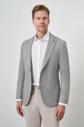 Modazone Men's Khaki Knitted Slim Fit Mono Collar Jacket - 1