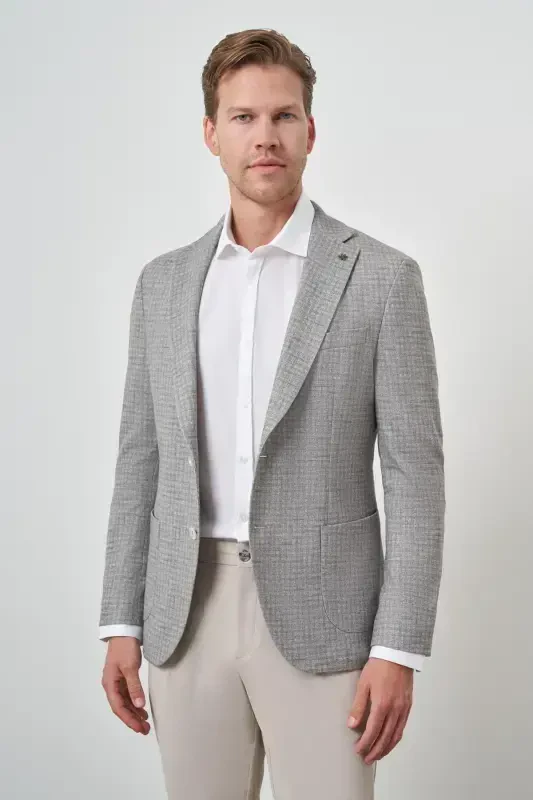 Modazone Men's Khaki Knitted Slim Fit Mono Collar Jacket - 1