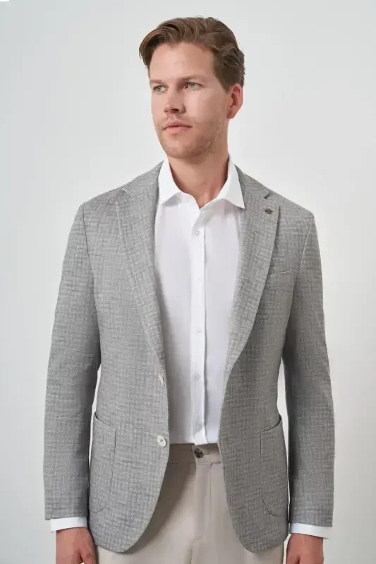 Modazone Men's Khaki Knitted Slim Fit Mono Collar Jacket - 3