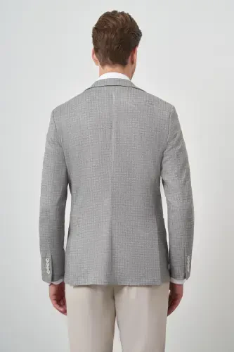 Modazone Men's Khaki Knitted Slim Fit Mono Collar Jacket - 5