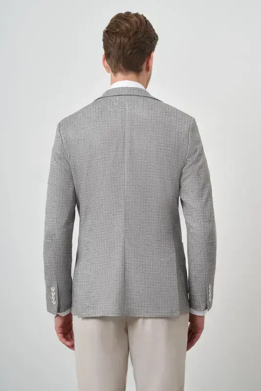 Modazone Men's Khaki Knitted Slim Fit Mono Collar Jacket - 5