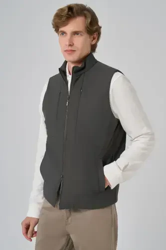 Modazone Men's Khaki Polyamide Sports Hidden Pocket Zippered Vest - 2