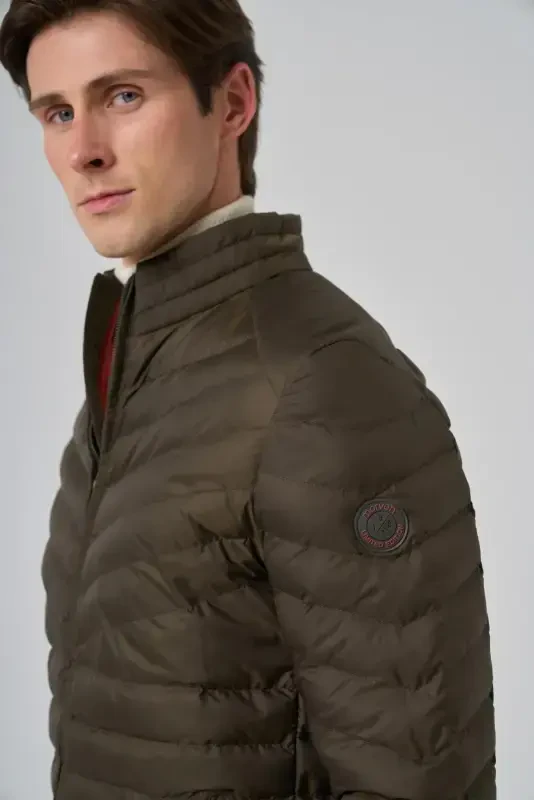 Modazone Men's Khaki Polyester Short Quilted Jacket - 3
