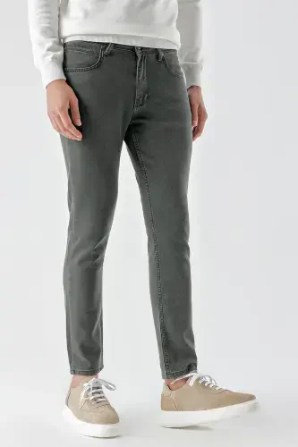 Modazone Men's Khaki Seasonal Cotton 5 Pocket Slim Fit Jean Pants - 3