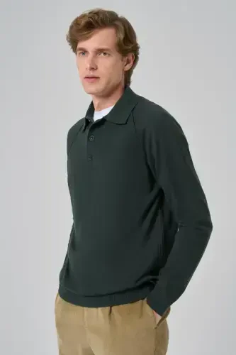 Modazone Men's Khaki Trend Core Spun Polo Collar Dynamic Fit Relaxed Fit Knitwear - 2