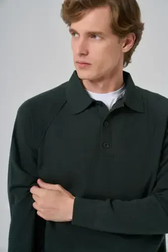 Modazone Men's Khaki Trend Core Spun Polo Collar Dynamic Fit Relaxed Fit Knitwear - 3