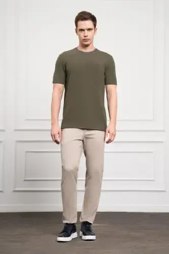 Modazone Men's Khaki Trend Crew Neck Dynamic Fit T-Shirt - 2