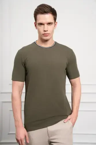 Modazone Men's Khaki Trend Crew Neck Dynamic Fit T-Shirt - 3