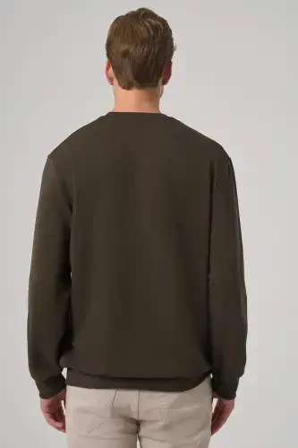 Modazone Men's Khaki Trendy Printed Crew Neck Sweatshirt - 5