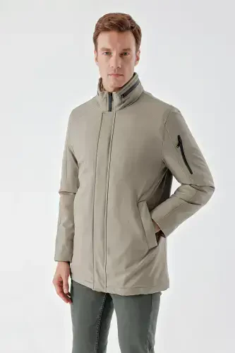 Modazone Men's Khaki Wagon Zippered Stand-Up Collar Dynamic Fit Relaxed Fit Quilted Jacket - 5