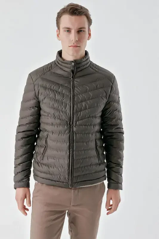 Modazone Men's Khaki Water Repellent Windproof Dynamic Fit Comfort Fit Padded Jacket - MORVEN