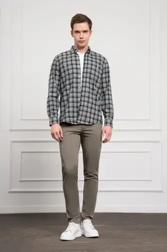 Modazone Men's Khaki Winter Buttoned Collar Regular Fit Shirt - MORVEN (1)