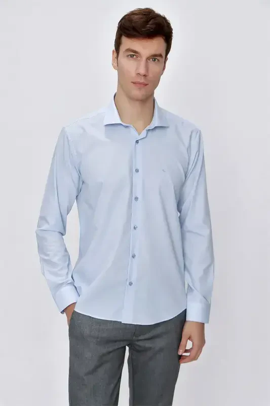 Modazone Men's L. BLUE Basic Slim Fit Shirt - 1