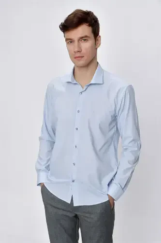 Modazone Men's L. BLUE Basic Slim Fit Shirt - 3