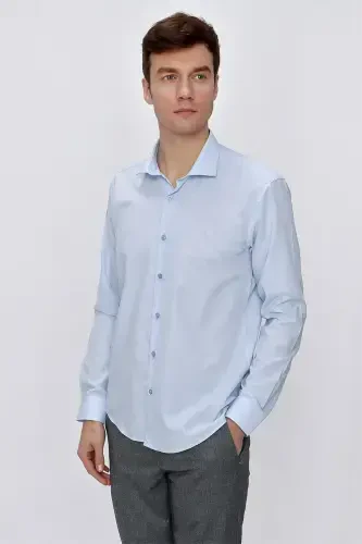 Modazone Men's L. BLUE Basic Slim Fit Shirt - 4