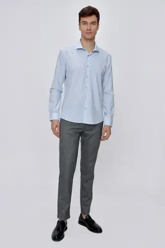 Modazone Men's L. BLUE Basic Slim Fit Shirt - 5