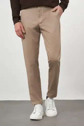 Modazone Men's LIGHT BROWN Cotton Side Pocket Slim Fit Chino Pants 