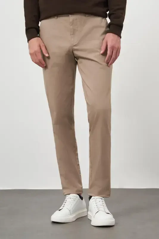 Modazone Men's LIGHT BROWN Cotton Side Pocket Slim Fit Chino Pants - 2