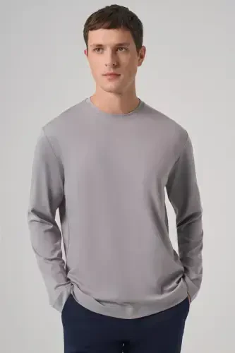 Modazone Men's LIGHT GRAY Trend Crew Neck Rayon Sweatshirt - MORVEN (1)