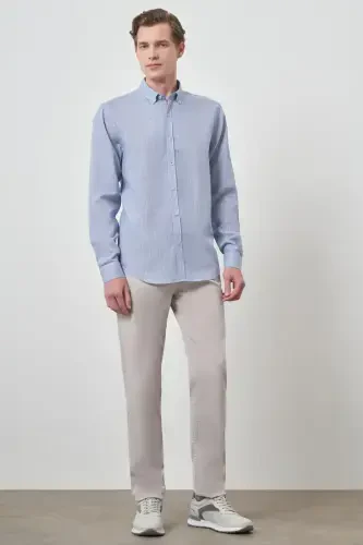 Modazone Men's LT. BLUE Linen Dynamic Fit Button-Down Collar Shirt - 2